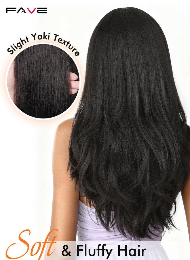 FAVE 26 Inch Yaki Curly V Part Wig Glueless Layered Half Wigs for Black Women Lightweight Synthetic Wigs Heat-Resistant Hair Replacement Wig Wear And Go - Image 5